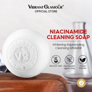 VIBRANT GLAMOR Xà phòng làm trắng Niacinamide Làm sạch sâu Tẩy tế bào chết Làm sáng da mặt Sữa rửa mặt Xà phòng tắm Tẩy trắng Xà phòng đánh trẻ hóa da với lưới xốp100g
