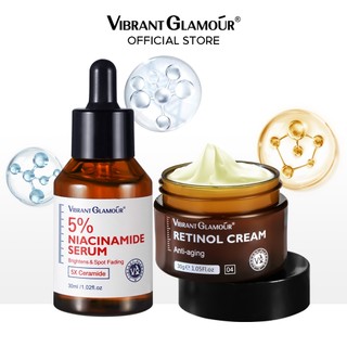 VIBRANT GLAMOUR Set 2 Serum Retinol 5% Niacinamide 5X Ceramide Làm Trắng Da Làm Mờ Vết Thâm Nám Tàn Nhang