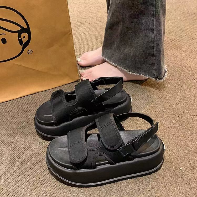 Sandal đế dày xăng đan mùa hè cao và gầy thoải mái đế bệt đế mềm