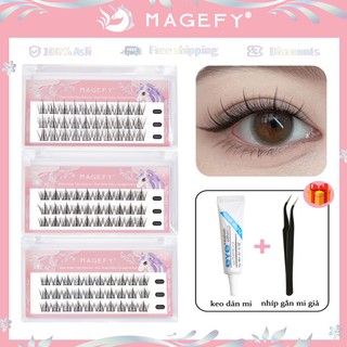 MAGEFY Mi Giả Tách Sợi Chùm Tự Nối Tự Nhiên Tái Sử Dụng Nhiều (keo + nhíp)