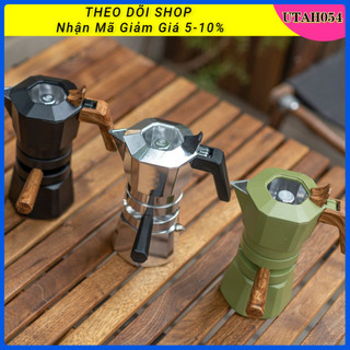 Ấm pha cà phê moka pot 120ml 2 cup bằng hợp kim nhôm - bình pha cà phê kiểu ý