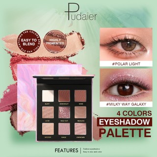 Pudaier Long Lanh Bảng Phấn Mắt Trang Điểm Mắt Khỏa Thân 9 Màu Shimmer Matte Eye Shadow Tím