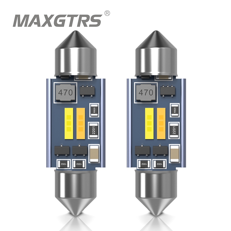 Maxgtrs 2x Festoon C5W C10W 31mm / 36mm / 39mm / 41mm 1860 Bóng đèn Chip Canbus Đèn LED ô tô Nội thấ