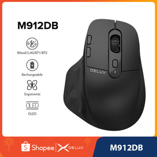 Delux M912DB Màn hình LED tiện dụng Chuột chơi game không dây Bluetooth 2.4G Hỗ trợ có dây Chuột sạc
