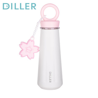 Bình giữ nhiệt chân không Diller có dây lọc trà Dây nâng bằng thép không gỉ 316 Bình nước Sakura Panda 430ml MLH9212