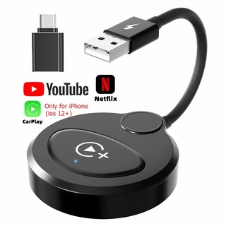 Bộ chuyển đổi Carplay không dây với Youtube Netflix Tiktok cho ô tô có dây chính hãng sang ô tô không dây Chơi hộp Ai thông minh cho iPhone ios 12 +