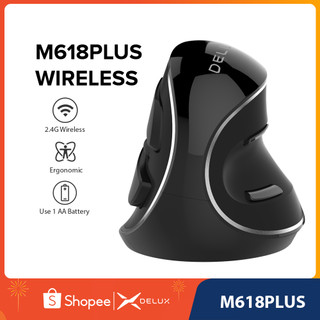 Delux M618Plus Wireless 2.4G Chuột cầm không dây dọc tiện dụng Chuột quang có tay chống chuột Văn phòng sành điệu