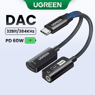 Bộ chuyển đổi Ugreen 2 trong 1 USB C sang Hifi Âm thanh 3,5 mm, sang Cáp sạc USB C PD 60W có vỏ từ tính cho iPhone 15 Pro Max, Macbook 13 inch M3, Tai nghe, Loa