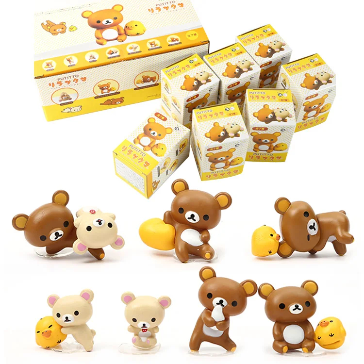Rilakkuma Korirakkuma Gấu Mini PVC Hình Sưu Tập Đồ Chơi Mô Hình 7 Bộ Búp Bê Trẻ Em