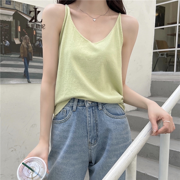 ZHELIHANGFEI Áo Dệt Kim Hai Dây Màu Trơn Dáng Ôm Thời Trang Hàn Quốc Cho Nữ | BigBuy360 - bigbuy360.vn