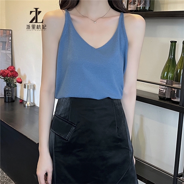 ZHELIHANGFEI Áo Dệt Kim Hai Dây Màu Trơn Dáng Ôm Thời Trang Hàn Quốc Cho Nữ | BigBuy360 - bigbuy360.vn