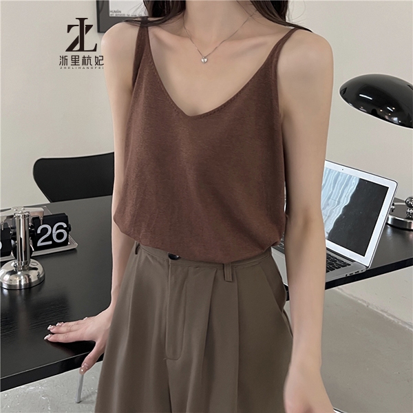 ZHELIHANGFEI Áo Dệt Kim Hai Dây Màu Trơn Dáng Ôm Thời Trang Hàn Quốc Cho Nữ | BigBuy360 - bigbuy360.vn