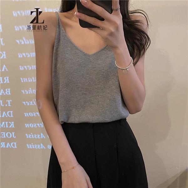 ZHELIHANGFEI Áo Dệt Kim Hai Dây Màu Trơn Dáng Ôm Thời Trang Hàn Quốc Cho Nữ | BigBuy360 - bigbuy360.vn