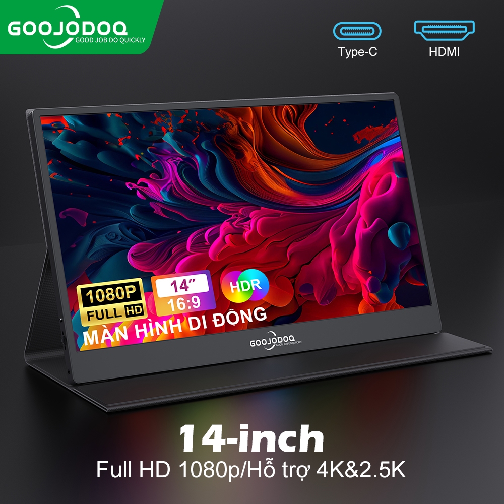[Bảo hành một năm] GOOJODOQ 14 inch / 15,6 inch Màn hình di động cho loa đế mở rộng máy tính xách tay Ps4 Điện thoại PC Android Switch Macbook HDMI | BigBuy360 - bigbuy360.vn