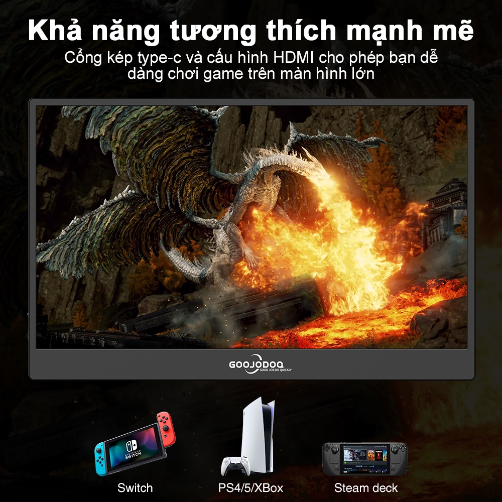 [Bảo hành một năm] GOOJODOQ 14 inch / 15,6 inch Màn hình di động cho loa đế mở rộng máy tính xách tay Ps4 Điện thoại PC Android Switch Macbook HDMI | BigBuy360 - bigbuy360.vn