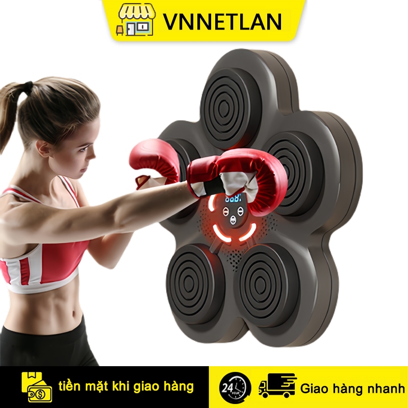 VNNETLAN Máy tập boxing âm nhạc ,Thiết bị đấm bốc kèm găng tay Máy đấm bốc âm nhạc kết nối bluetooth treo tường