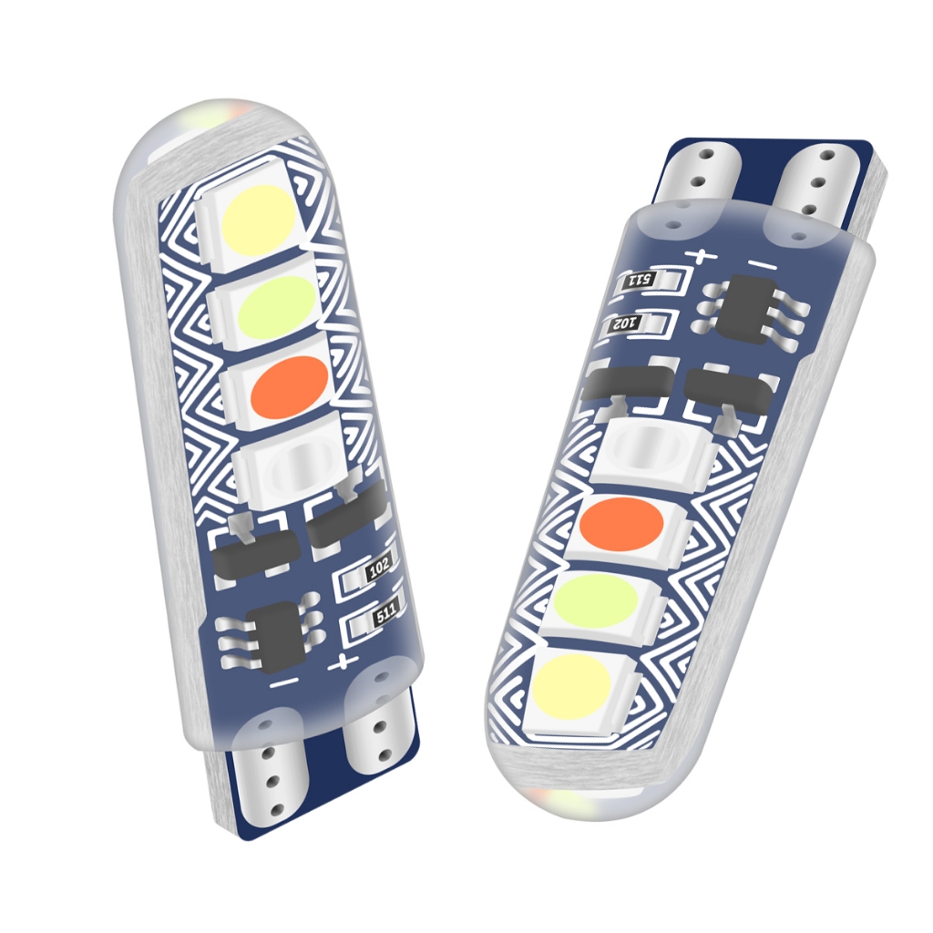 Lymoyo 2 Miếng T10 W5W LED Nêm Bên Cửa Đèn Đậu Phộng 12V 4 Màu Đèn Báo Nội Thất Ô Tô Tín Hiệu Đèn Flash Đèn Đỗ Xe