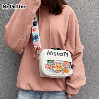 Mr.Puffer Túi đeo vai nhỏ in họa tiết dễ thương phong cách Hàn Quốc thời trang cho nam nữ