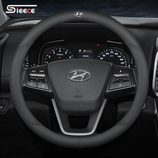 Sieece Da Sợi Nhỏ BọC Vô LăNg Ô Tô ỐP Vô LăNg Ô Tô Vô LăNg Ô Tô BọC Vô LăNg Oto Trang Trí NộI ThấT Ô Tô Phụ KiệN Ô Tô Cho Hyundai Grand Starex Avante Accent I10 Santa Fe Kona Venue Tucson Sonata Ioniq Creta I20 Santafe