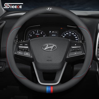 Sieece BọC Vô LăNg Ô Tô BọC Vô Da Sợi Nhỏ ỐP Vô LăNg Ô Tô BọC Vô LăNg Oto Thoáng Khí Trang Trí NộI ThấT Ô Tô Phụ KiệN Ô Tô Cho Hyundai Grand Starex Avante Accent I10 Santa Fe Kona Venue Tucson Sonata Ioniq Creta I20 Santafe