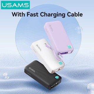 Usams Power Bank 10000mAh PD 20W Sạc nhanh Powerbank Tích hợp Cáp sạc di động Màn hình kỹ thuật số Pin ngoài