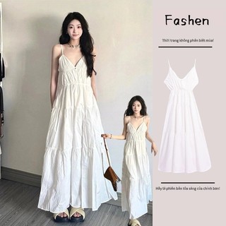 Đầm Chữ A Hai Dây Màu Trắng Phong Cách Pháp Thời Trang Mùa Hè Xinh Xắn Cho Nữ