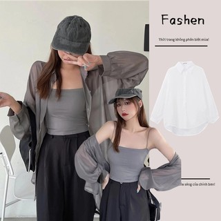Áo sơ mi  tay dài đơn giản phong cách Hàn Quốc cho nữ