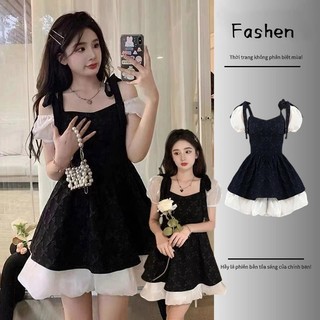 Váy treo nữ kiểu Pháp cổ điển cao cấp phong cách Hepburn Váy nơ đẹp váy đen nhỏ