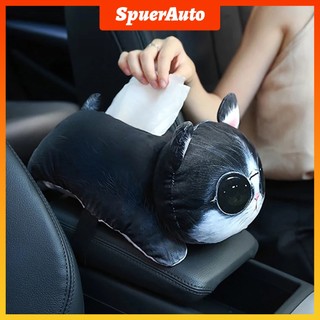 SuperAuto Hộp Đựng Khăn Giấy Hình Chó Mèo 3D Dễ Thương Cho Xe Hơi Phụ KiệN Ô Tô