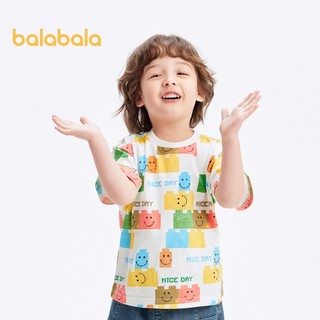 Balabala Bé Trai Tay Ngắn Trẻ Em Áo Sơ Mi Bé Top 2024 Mùa Xuân Mới Mùa Hè Trẻ Em Mặc Cotton Nguyên Chất Hoạt Hình Xu Hướng