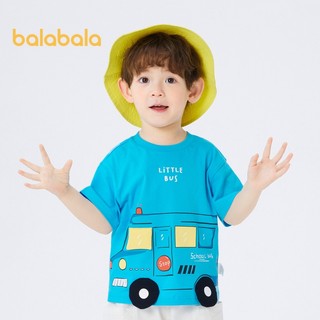 Balabala Trẻ Em Mặc Bé Trai Tay Ngắn Trẻ Em Áo Sơ Mi Bé Trai Hàng Đầu Hoạt Hình 2024 Mới Xuân Hè Nguyên Chất Cotton Xu Hướng