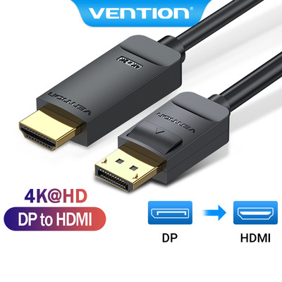 Cáp Kết Nối Vention Từ DP Sang HDMI 4k 30HZ Đầu Cắm Mạ Vàng Cho PC HDTV Máy Chiếu Máy Tính