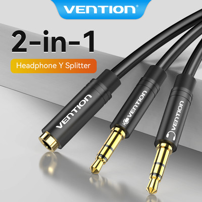 Dây cáp âm thanh Vention chuyển đổi từ một lỗ cắm sang 2 đầu cắm 3.5mm