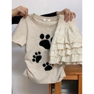 Áo phông xám tiêu nữ local brand SALMO 2024 mùa hè fashion Baby Tee áo thun outerity 100% cotton Y1026