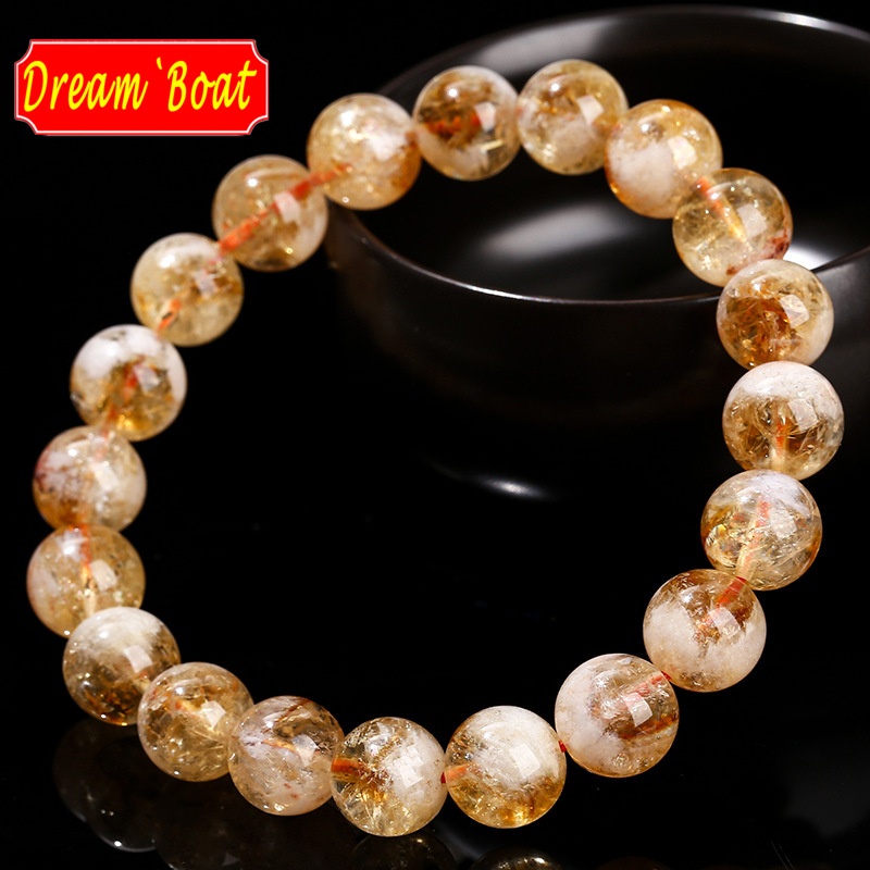 Pyramid Citrine(Snowflake Citrine)Natural Stone Crystal Bracelet,Vòng tay Citrine Kim tự tháp (Bông 