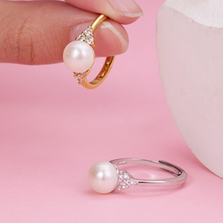 [Khuyến mãi] Nhẫn kim cương đính ngọc trai nước ngọt tự nhiên đích thực dành cho nữ Instagram nhẫn nhỏ và tươi mới có thể điều chỉnh nhà sản xuất trang sức bán buôn