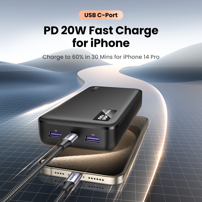 Ugreen 10000mAh 20000mAh Powerbank PD3.0 20W QC 3.0 18W Max Sạc nhanh Powerbank cho iPhone 15 Pro Max iPhone 13 Samsung S23 Ultra Samsung S24 Ultra HUAWEI