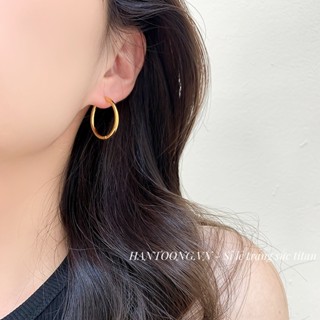  Khuyên tai titan cao cấp không gỉ mạ vàng 24k thiết kế dạng tròn bản to thời trang sang trọng dành cho nữ 
