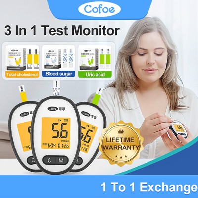 Cofoe 3 Trong 1 Đường Trong Máu Axit Uric Tổng Cholesterol Đa Năng Phát Hiện Màn Hình Dải Kiểm Tra