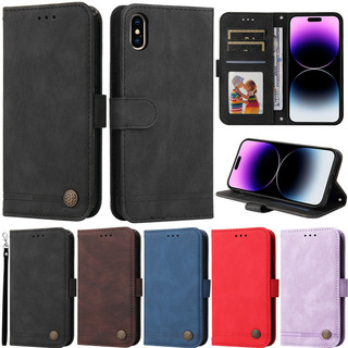 Ốp Mờ Cho iPhone 8 Plus 7 Plus 6 Plus XR XS Max SE3 2022 SE2 2020 12 Mini 13 Mini 11 Pro Retro Ví Da PU Mềm Khe Cắm Thẻ Da Bảo Vệ Da Flip Stand Cover