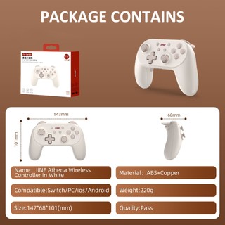 Bộ điều khiển IINE Athena Wireless Pro cho Switch / Switch OLED / PC / IOS / Android Wake Up Function Hall Kích hoạt tuyến tính Macro & Turbo Cảm biến chuyển động con quay hồi chuyển động 6 trục tự động bắn 1000mA
