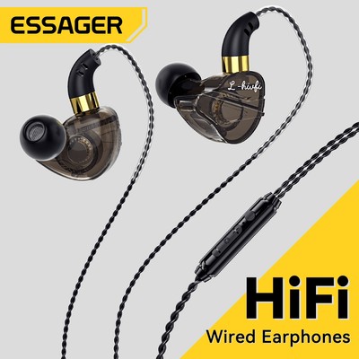 Tai nghe nhét tai loại C Essager 3,5 mm có điều khiển có dây, hỗ trợ điều chỉnh âm lượng và micrô