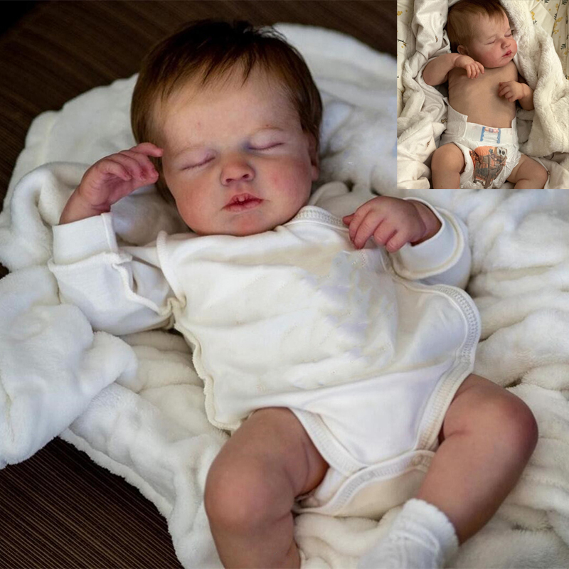 49CM Silicone Reborn Baby Doll Loulou với tay rễ tóc sống động như thật khi ngủ cho bé Alive Kids Bo