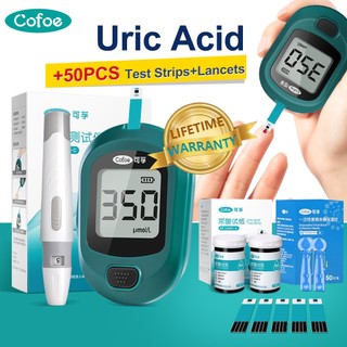 Đồng hồ đo kiểm tra axit Cofoe Uric với 50 dải thử + Lancet