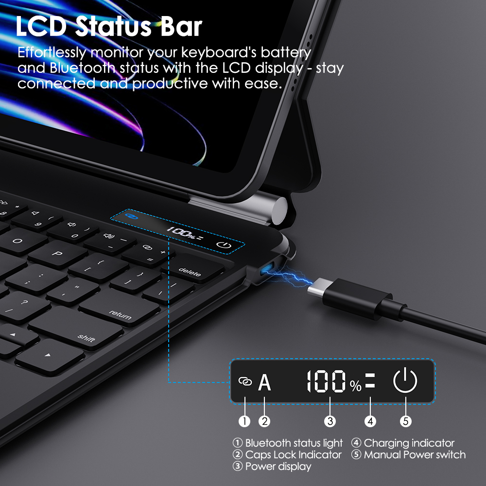 GOOJODOQ cho bàn phím iPad có màn hình LCD cho iPad  Air 4 5 6/ Pro 11 2018-2022 /Gen10 10.9/ Air11 Air13 2024-2025Air6 11 2024-2025 / Pro 11 2018-2022 / Pro 12 9 2018-2022 / Air 5 Air 4 Gen10 2024 iPad 2025 cho bàn phím iPad | BigBuy360 - bigbuy360.vn