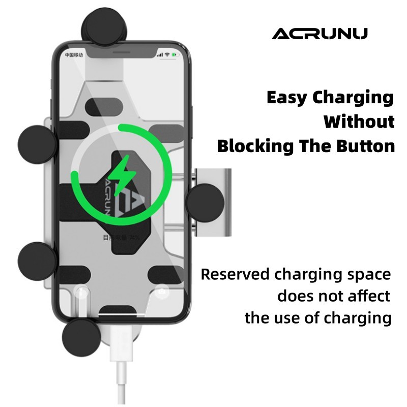 ACRUNU 540° Giá đỡ điện thoại xe máy có thể điều chỉnh Chất liệu hợp kim nhôm với khả năng giảm xóc chống trượt cho xe đạp leo núi Phụ kiện xe đạp đường trường chống rơi phổ thông