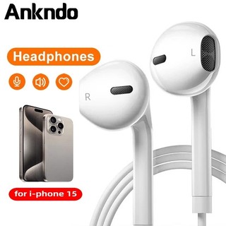 Tai nghe Ankndo kiểu nhét tai tích hợp micro chống ồn sang trọng cao cấp for i-phone 15/15 Pro
