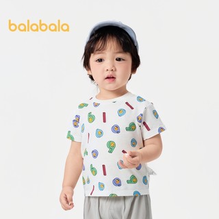 Balabala Áo Bé Gái Top Bé Gái Quần Áo Bé Trai Tay Ngắn 2024 Mùa Hè Mới Cotton Nguyên Chất Dễ Thương
