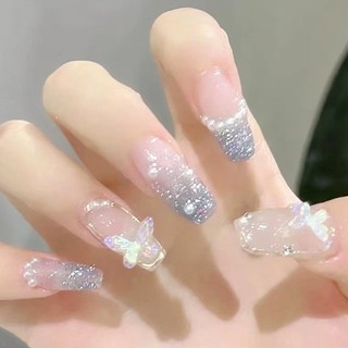 Set 24 Móng Tay Giả Đính Đá Lấp Lánh Xinh Xắn Cho Nữ