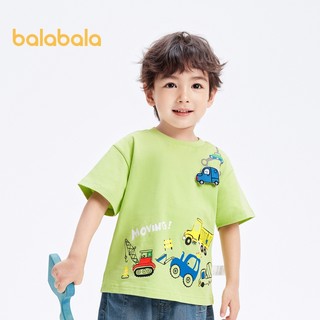 Áo thun ngắn tay bé trai Balabala mùa hè mới 2024 Quần áo trẻ em Cotton nguyên chất